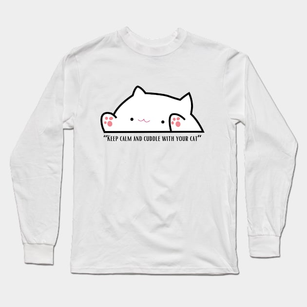 “Keep calm and cuddle with your cat.” CAT LOVERS Long Sleeve T-Shirt by Rightshirt